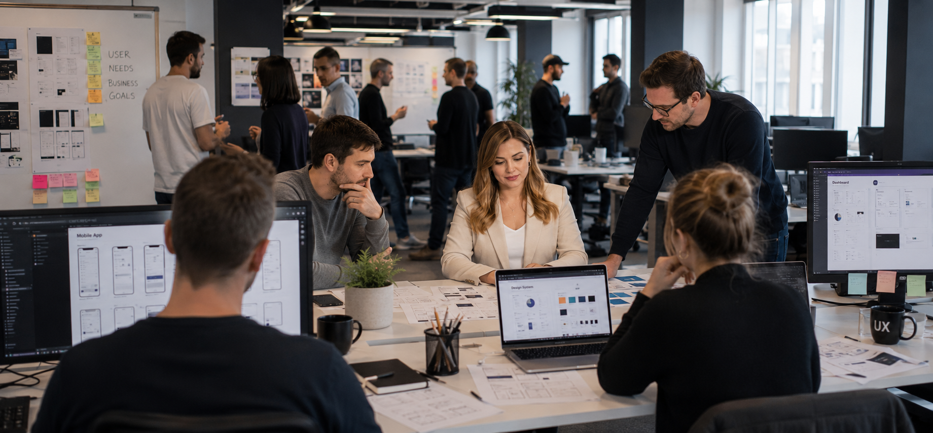A product team collaborating around research and product decisions